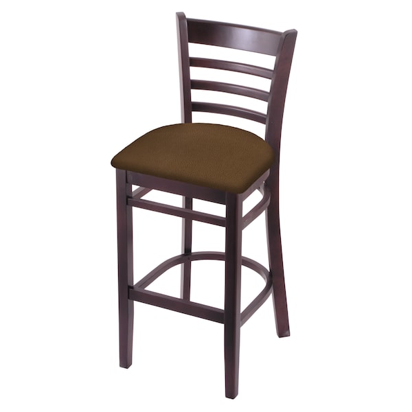 25" Counter Stool, Dark Cherry Finish, Rein Thatch Seat